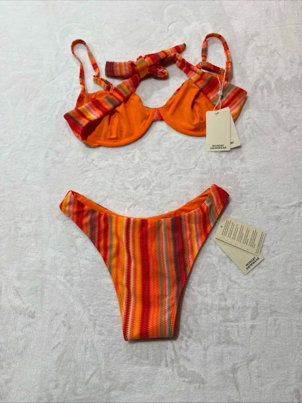 Monday Swimwear bikini Set Capri Top and Byron bottom- Sardinia Stripe